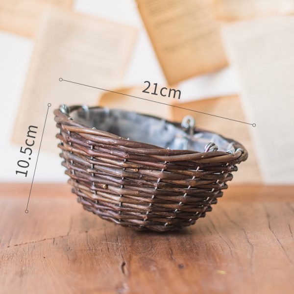 Natural wicker hanging basket flower pot - Image 8