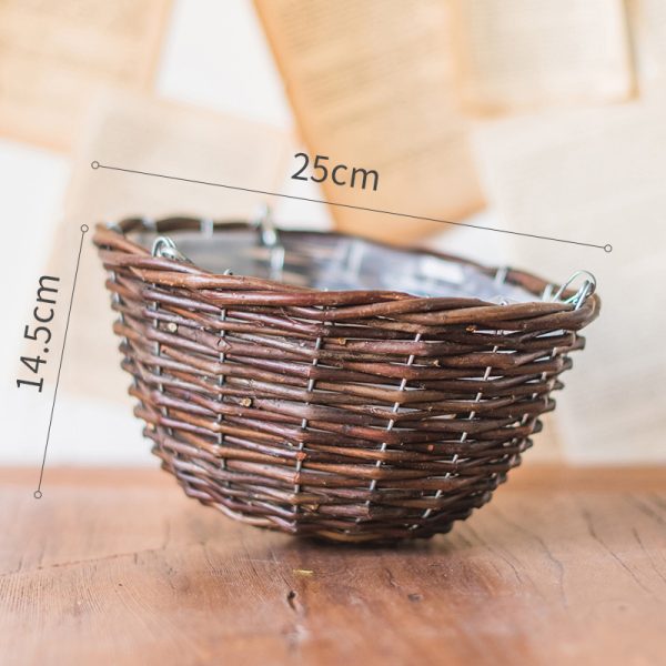 Natural wicker hanging basket flower pot - Image 7