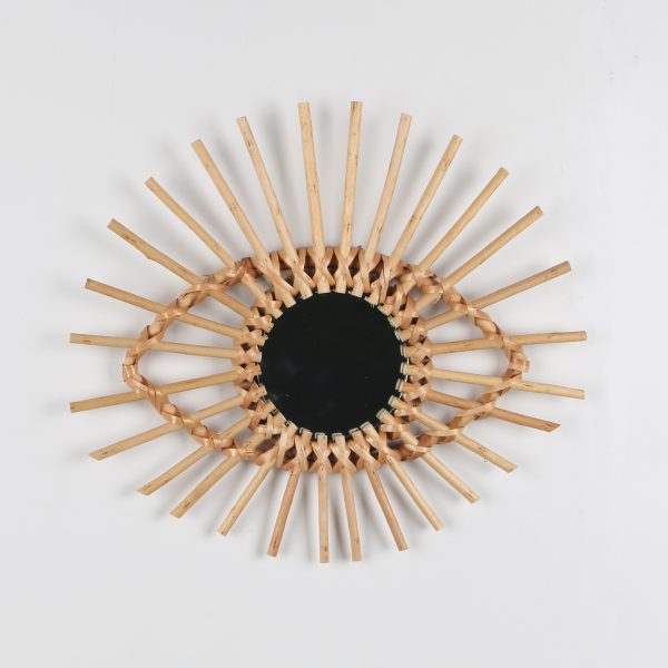 Wall-mounted Wicker Decorative Mirror - Image 2