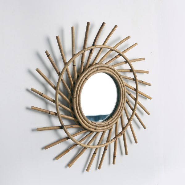 Wall-mounted Wicker Decorative Mirror - Image 3