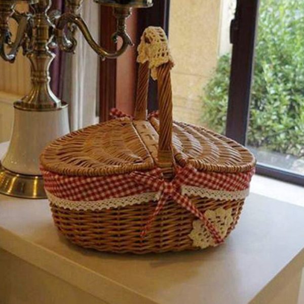 Fruit Basket Craft Basket Rural Round 20-30 Basket Wicker Basket Japanese Style - Image 2