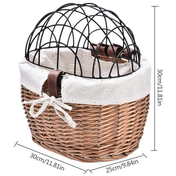 Cat And Dog Bicycle Front Handle Basket Pet Seat Handle Wicker Road Bicycle Basket Pet Cat And Dog Cage - Image 2