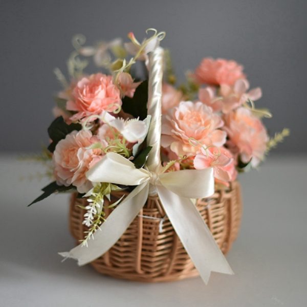 Natural Simulation Woven Hand-held Flower Basket Bow - Image 3